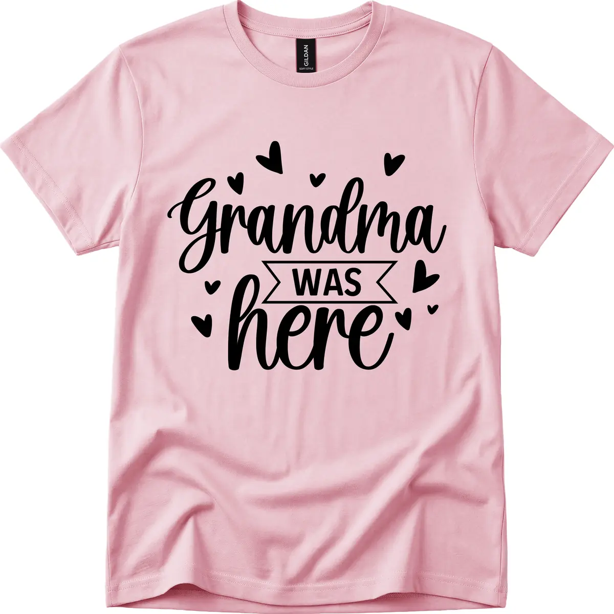 Grandma Was Here Design T-Shirt in Light Pink