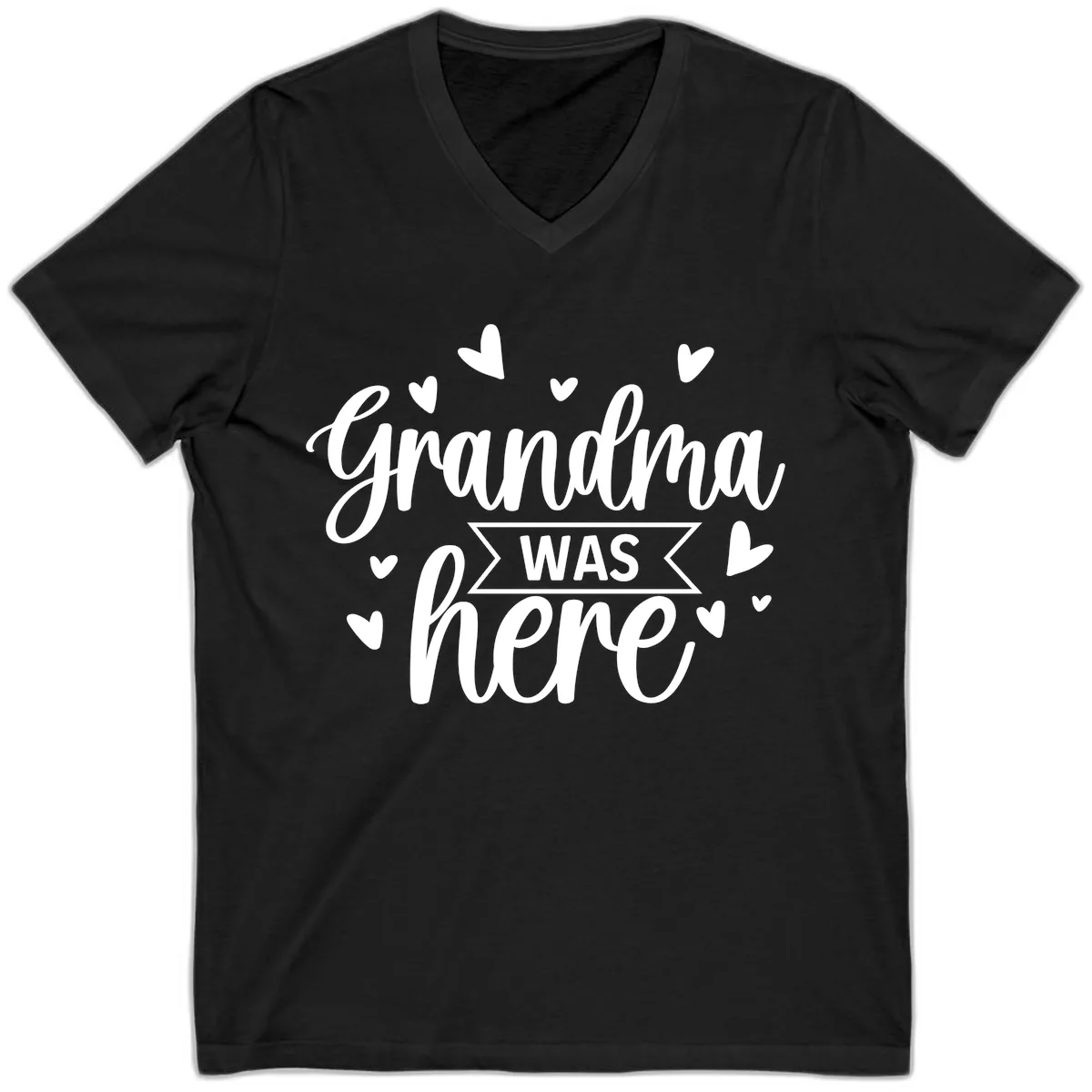 Grandma Was Here Design V-Neck in Black