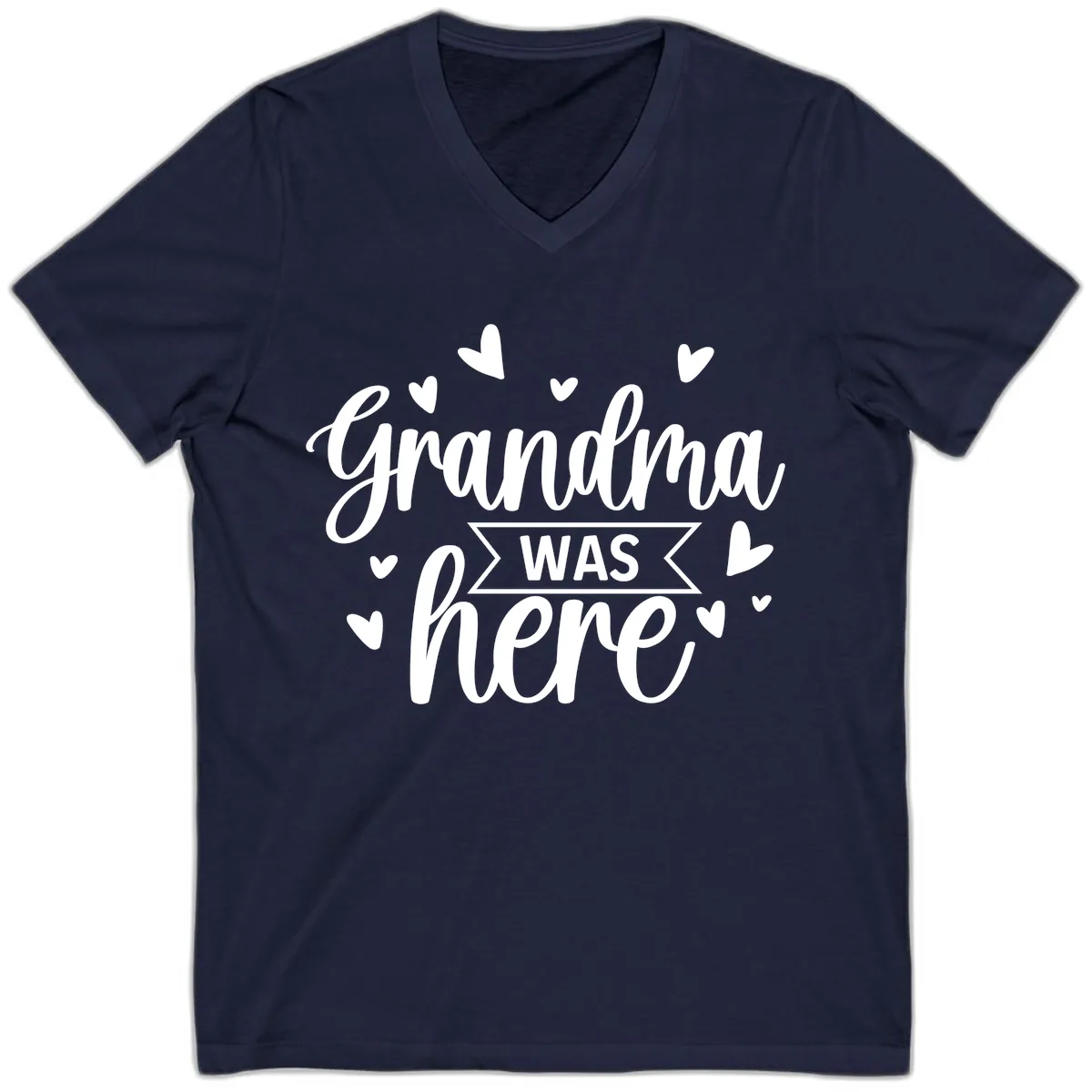 Grandma Was Here Design V-Neck in Navy