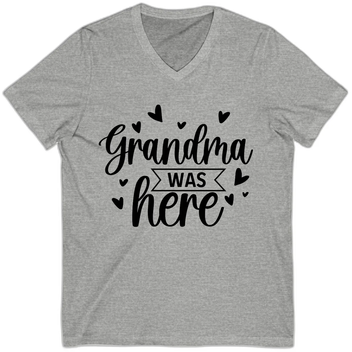 Grandma Was Here Design V-Neck in Athletic Heather