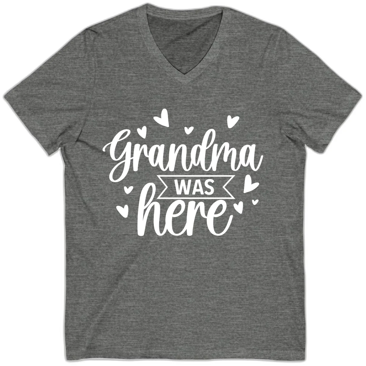 Grandma Was Here Design V-Neck in Deep Heather