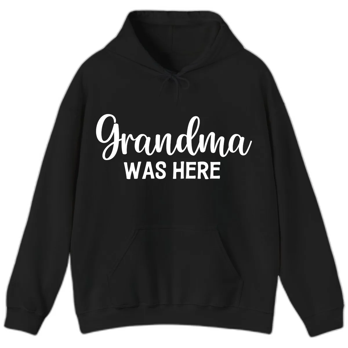 Grandma Was Here Typography Design Hoodie in Black