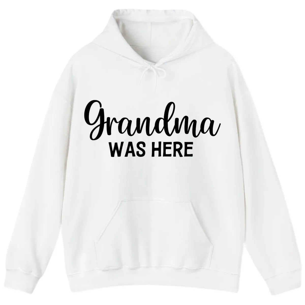 Grandma Was Here Typography Design Hoodie in White