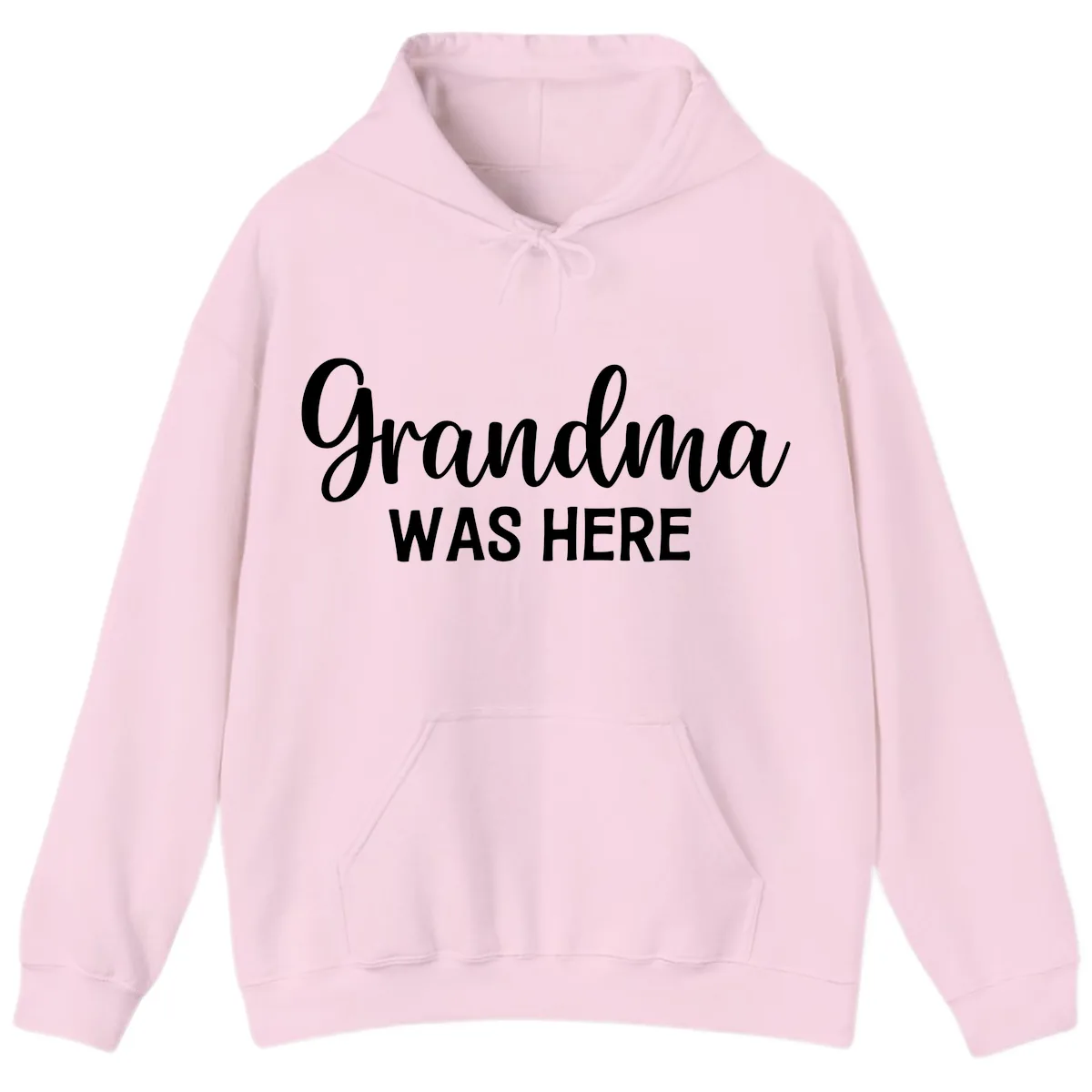 Grandma Was Here Typography Design Hoodie in Light Pink