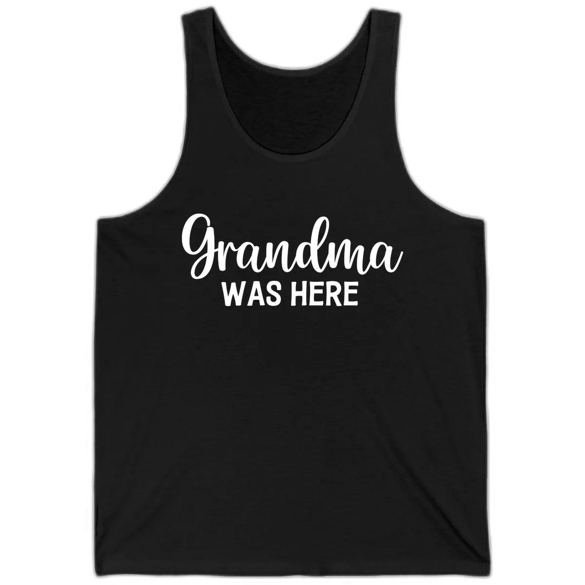 Grandma Was Here Typography Design Tank in Black