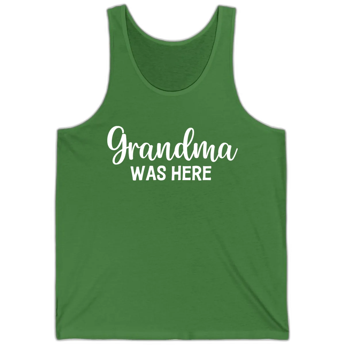 Grandma Was Here Typography Design Tank in Leaf