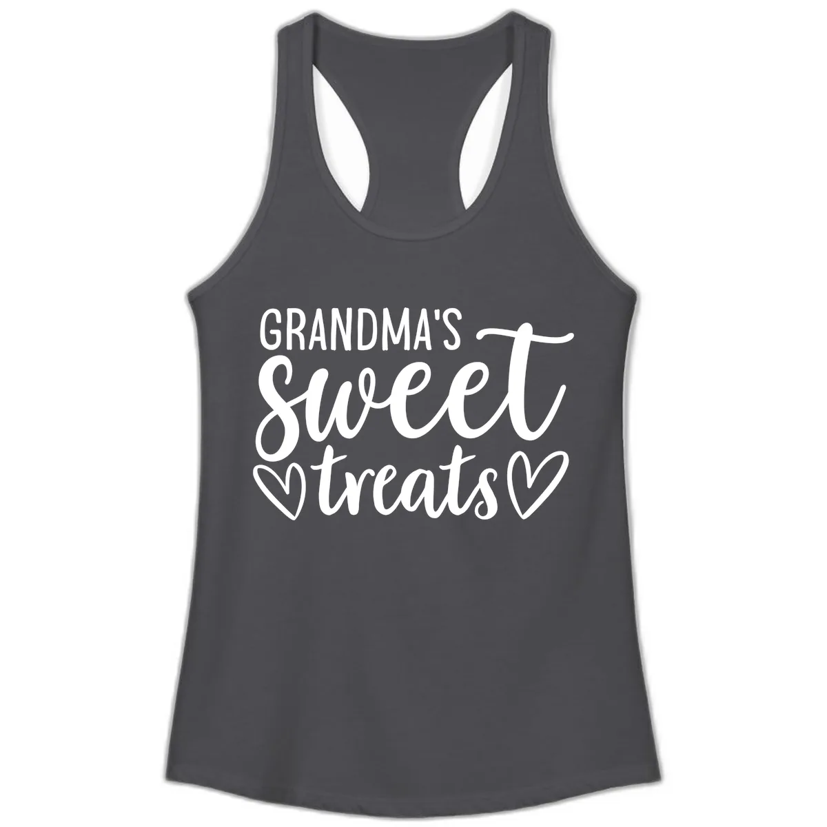 Grandma's Sweet Treats Design Ladies Tank in Solid Dark Gray