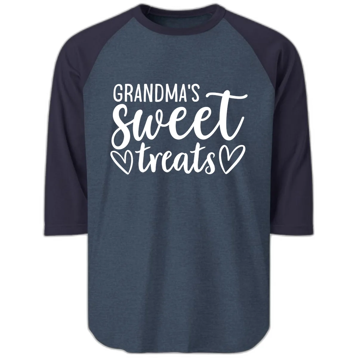 Grandma's Sweet Treats Design Raglan 3/4 in Heather Denim Navy
