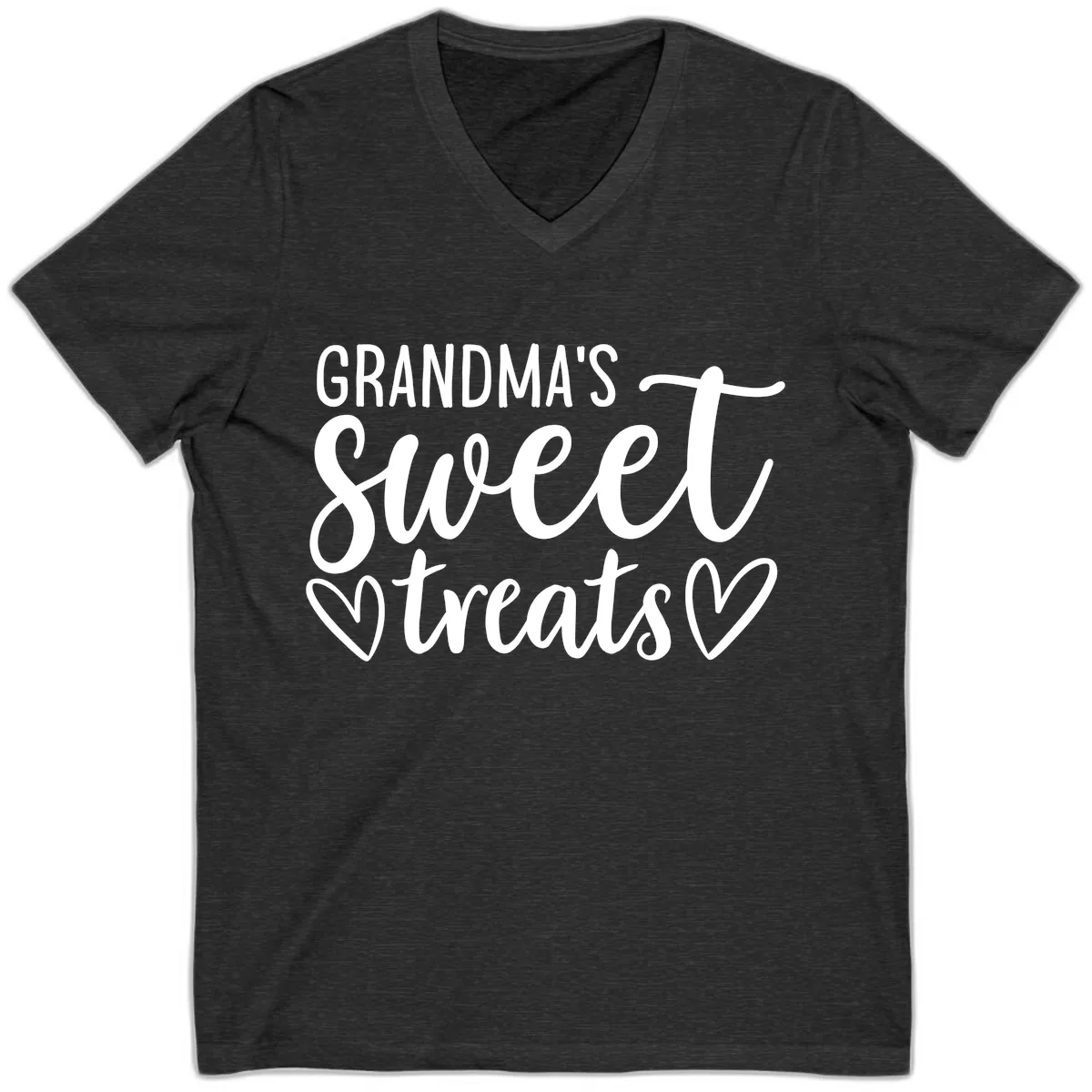 Grandma's Sweet Treats Design V-Neck in Dark Grey Heather