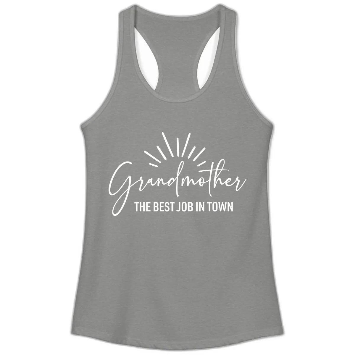 Grandmother The Best Job In Town Ladies Tank in Heather Grey