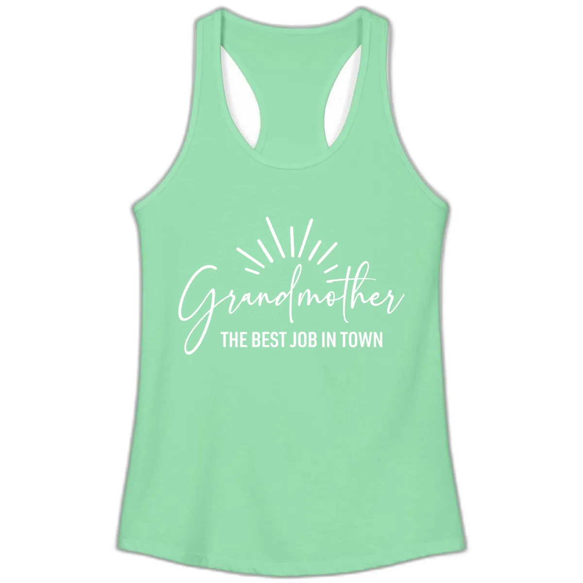 Grandmother The Best Job In Town Ladies Tank in Solid Mint