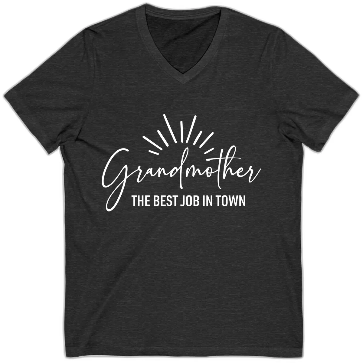 Grandmother The Best Job In Town V-Neck in Dark Grey Heather