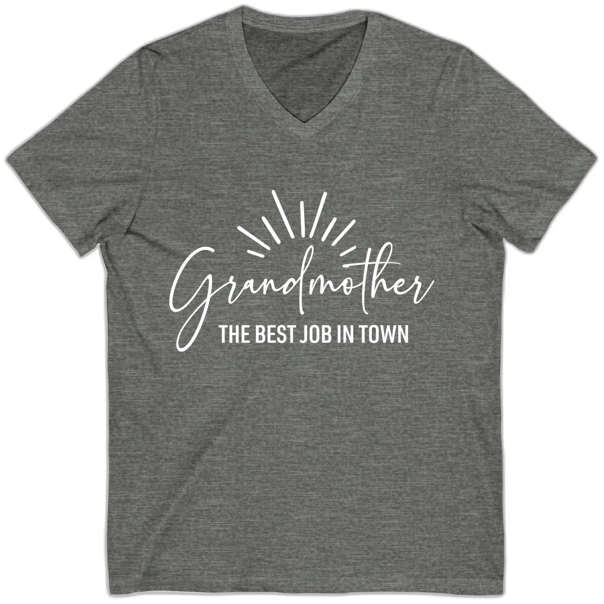 Grandmother The Best Job In Town V-Neck in Deep Heather