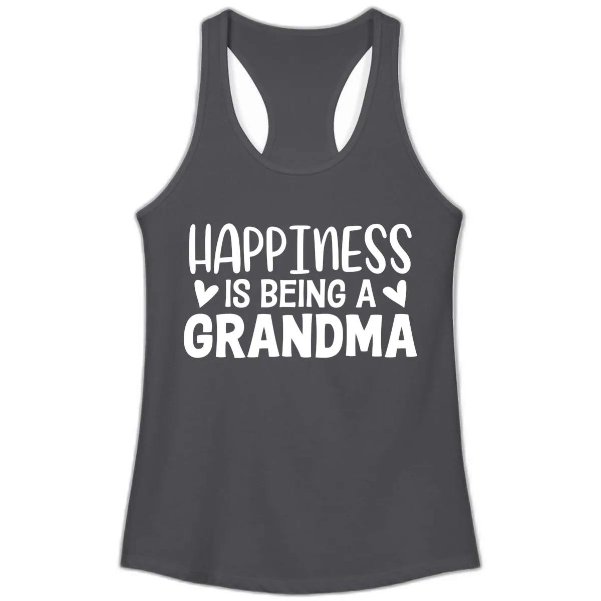 Happiness Is Being A Grandma Ladies Tank in Solid Dark Gray