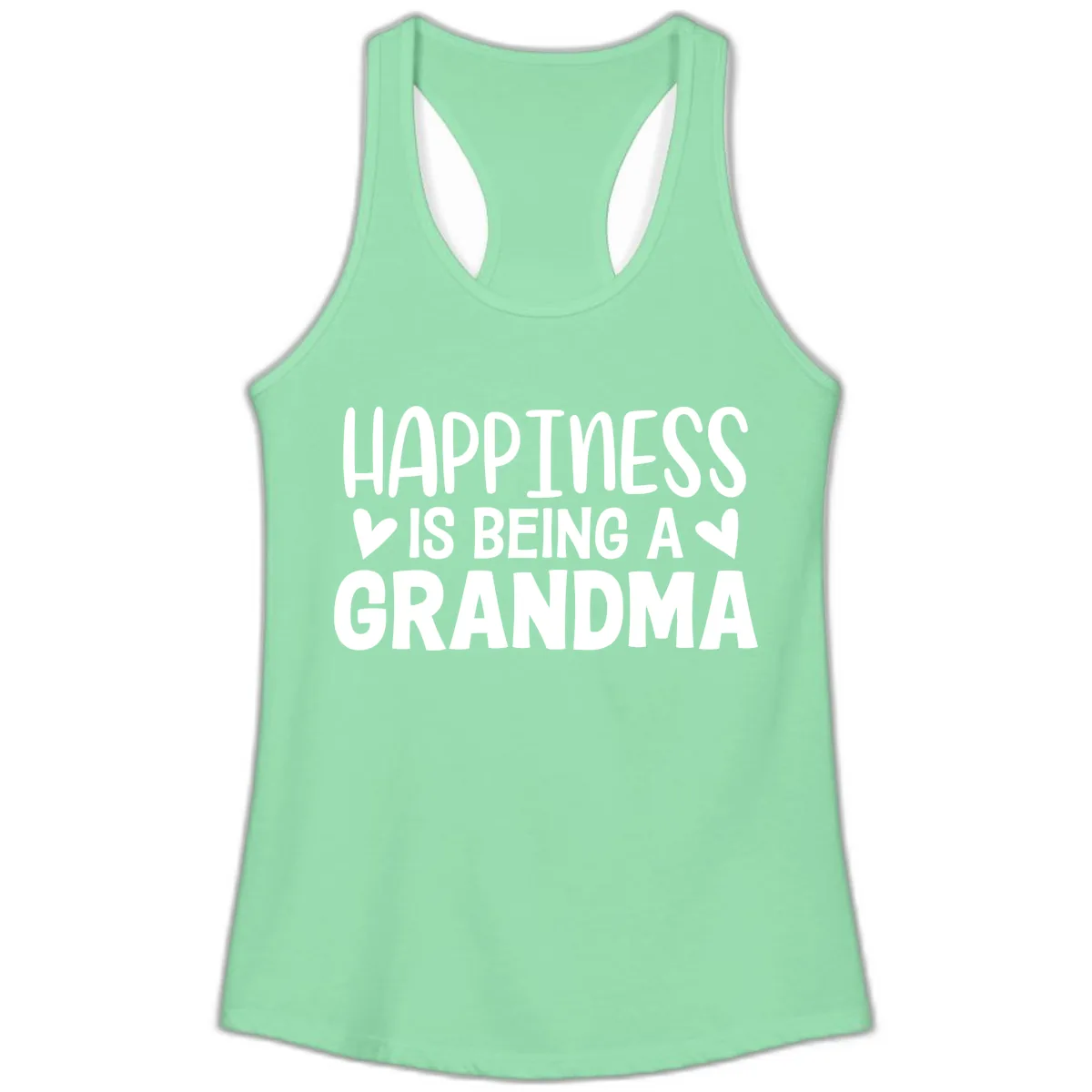 Happiness Is Being A Grandma Ladies Tank in Solid Mint