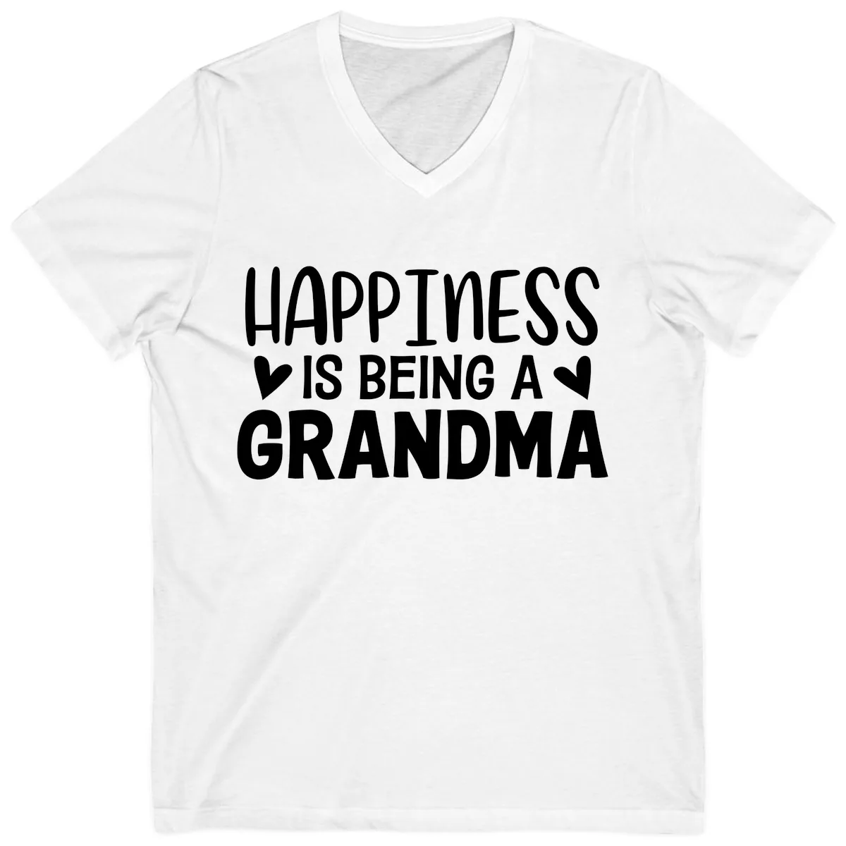 Happiness Is Being A Grandma V-Neck in White
