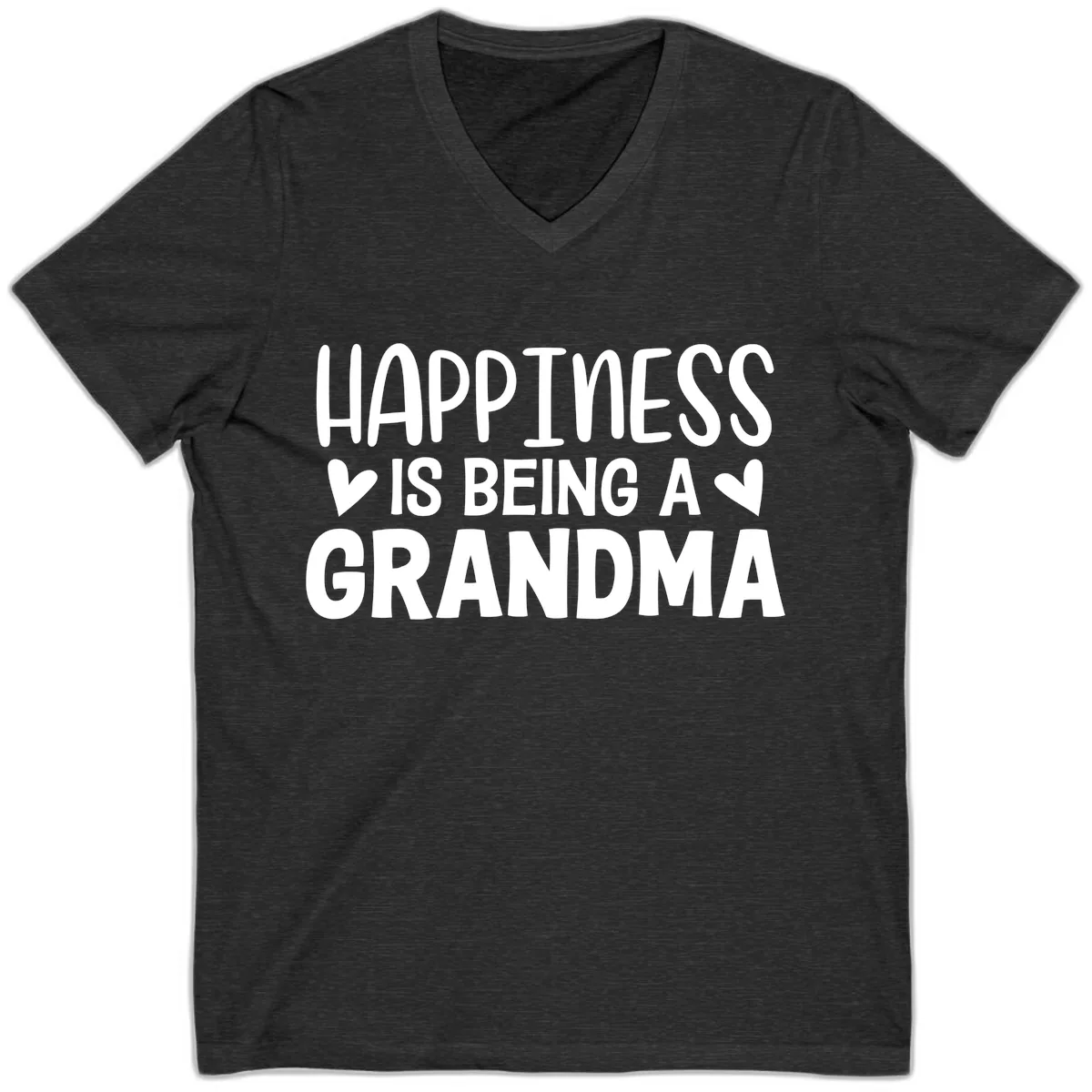 Happiness Is Being A Grandma V-Neck in Dark Grey Heather