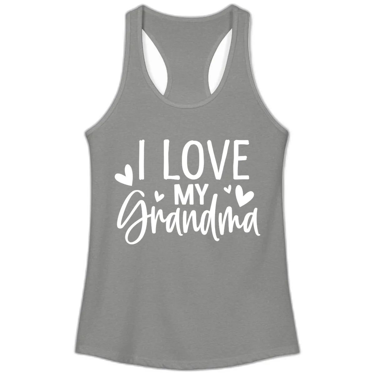 I Love My Grandma Ladies Tank in Heather Grey