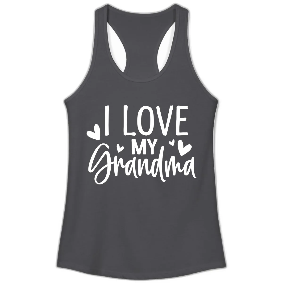I Love My Grandma Ladies Tank in Solid Dark Gray
