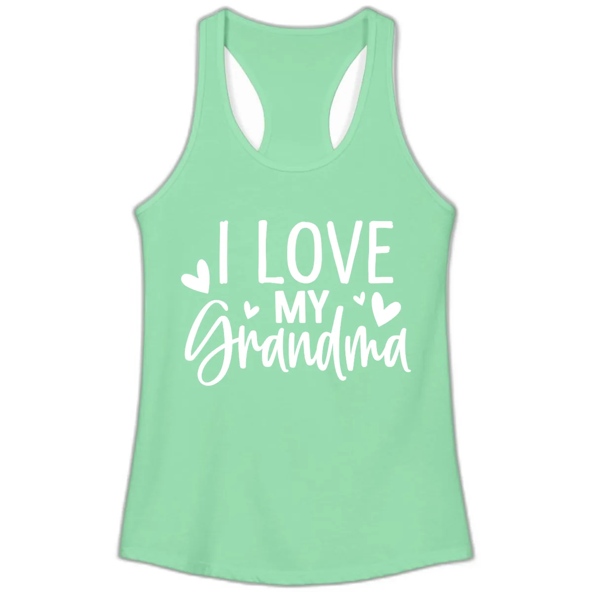 I Love My Grandma Ladies Tank in Solid Mint