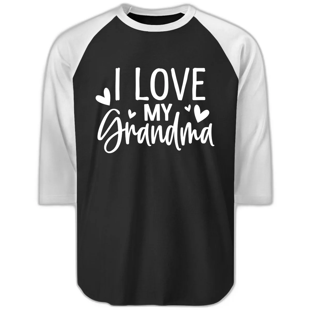 I Love My Grandma Raglan 3/4 in Black White