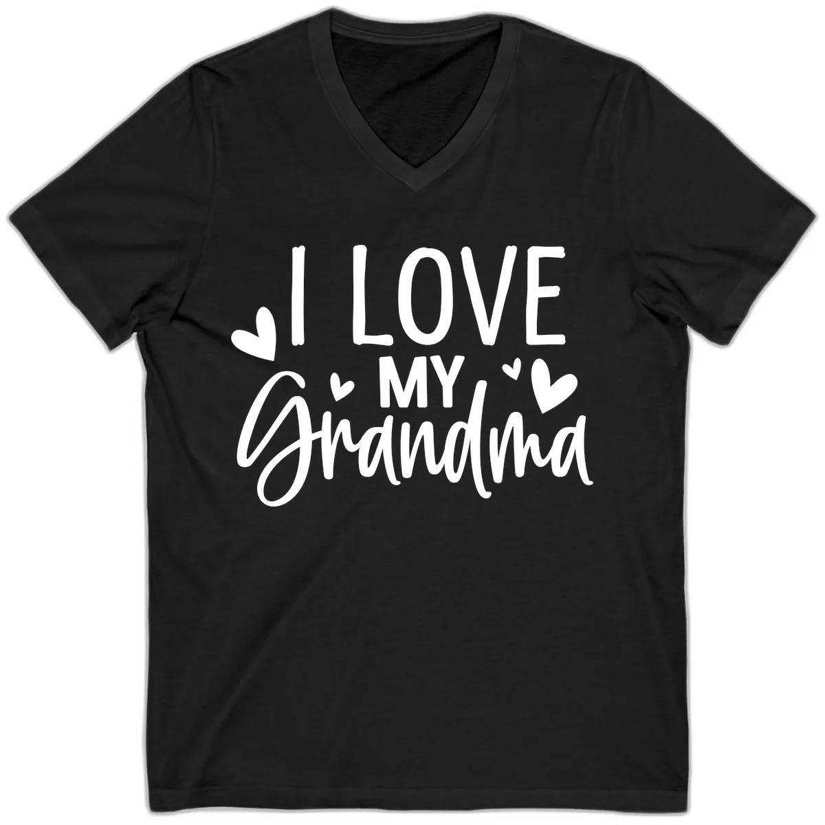 I Love My Grandma V-Neck in Black