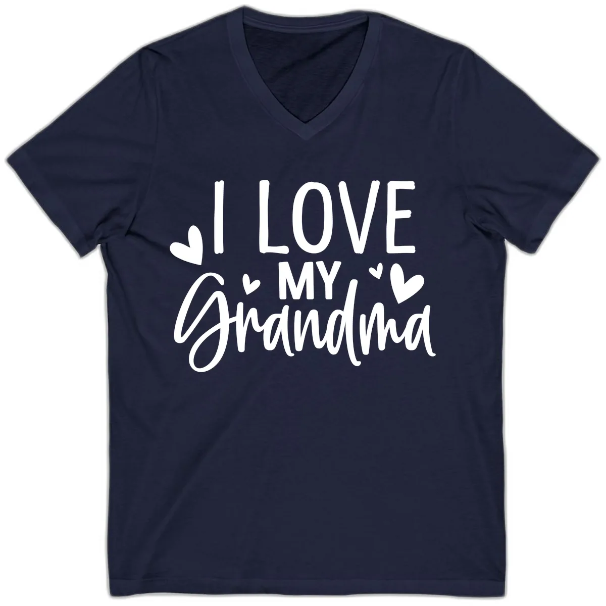 I Love My Grandma V-Neck in Navy