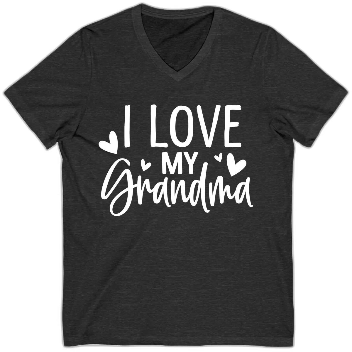 I Love My Grandma V-Neck in Dark Grey Heather