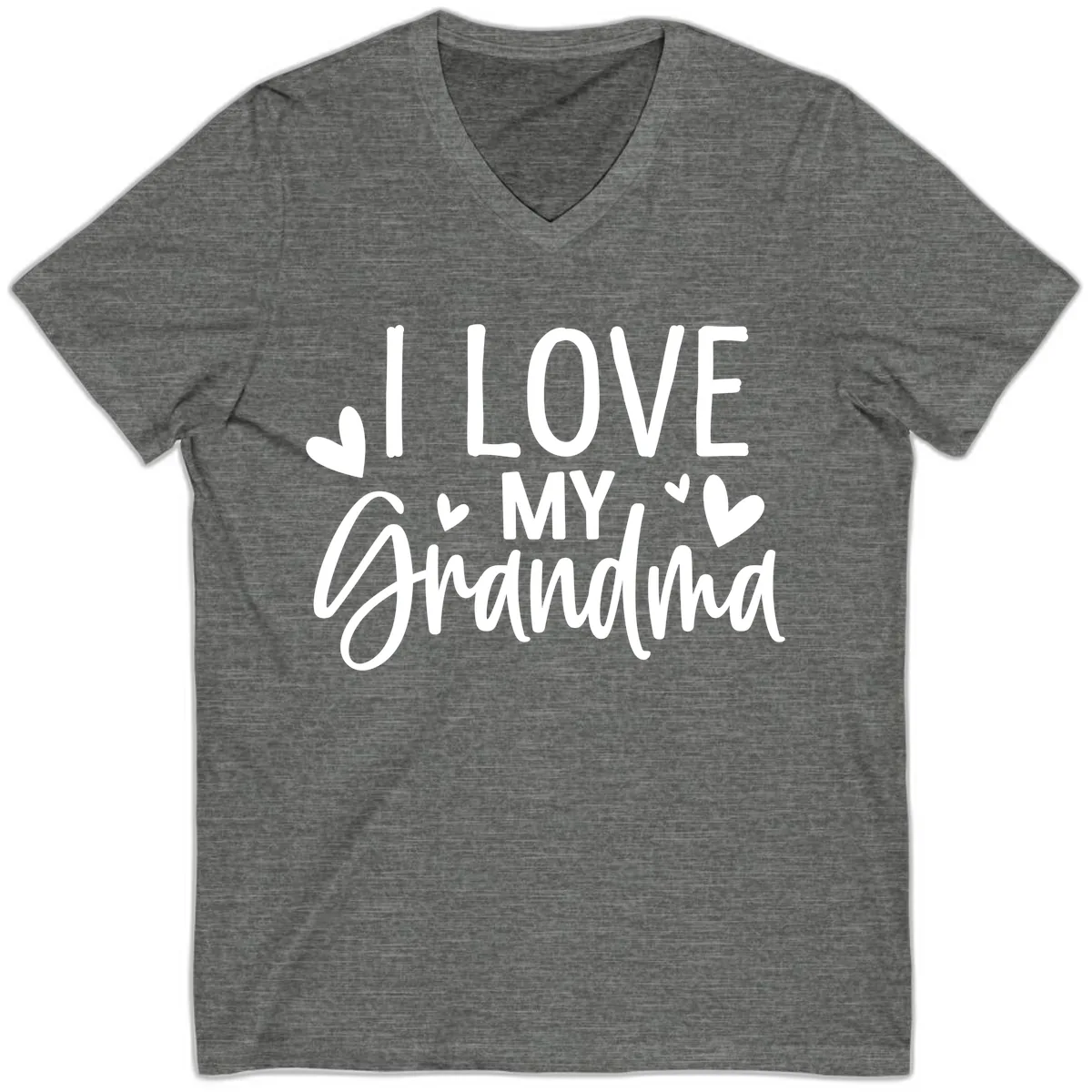 I Love My Grandma V-Neck in Deep Heather