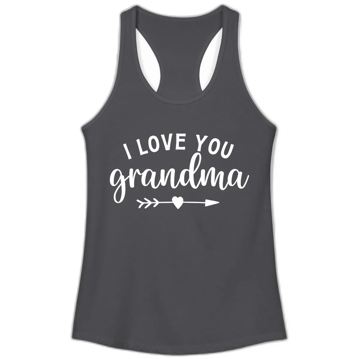 I Love You Grandma Ladies Tank in Solid Dark Gray