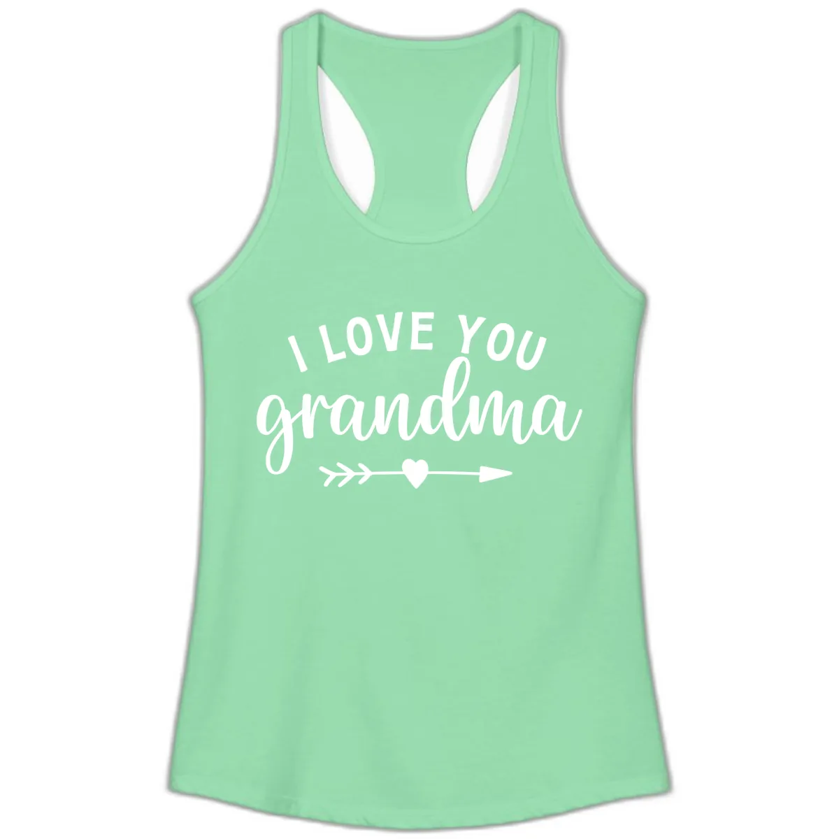 I Love You Grandma Ladies Tank in Solid Mint