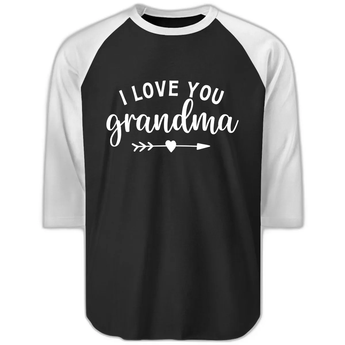 I Love You Grandma Raglan 3/4 in Black White
