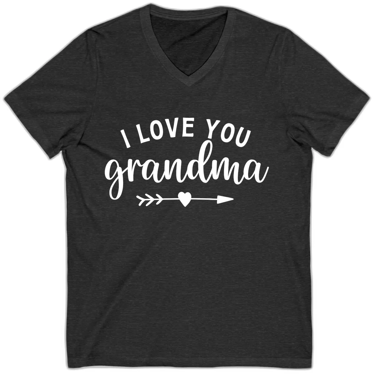 I Love You Grandma V-Neck in Dark Grey Heather