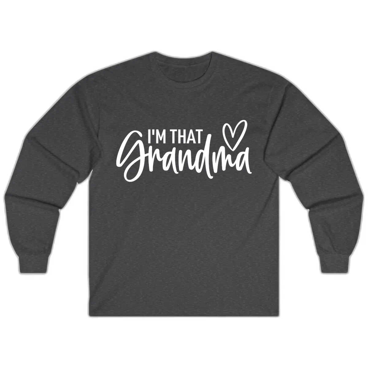 I'm That Grandma Heart Long Sleeve in Dark Heather