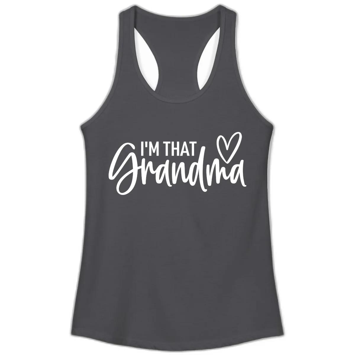 I'm That Grandma Heart Ladies Tank in Solid Dark Gray