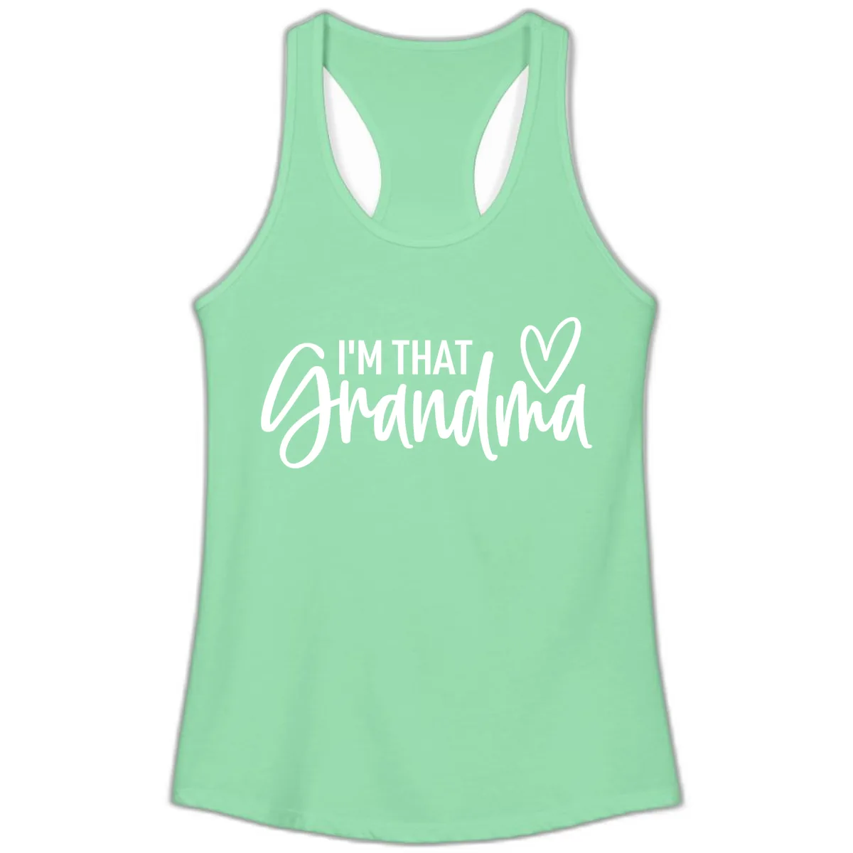I'm That Grandma Heart Ladies Tank in Solid Mint