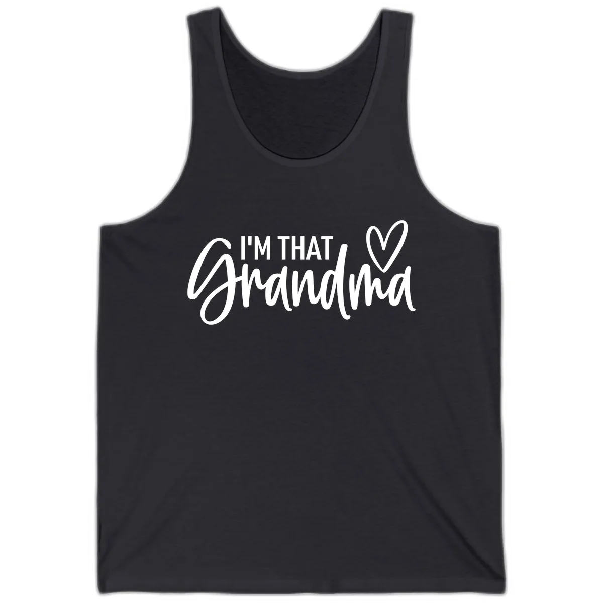 I'm That Grandma Heart Tank in Dark Grey