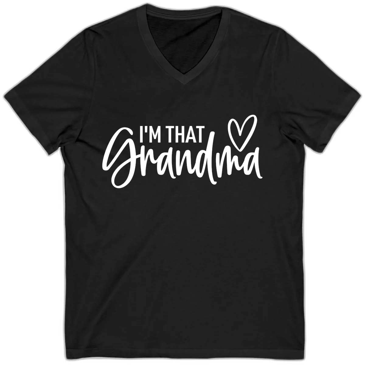 I'm That Grandma Heart V-Neck in Black