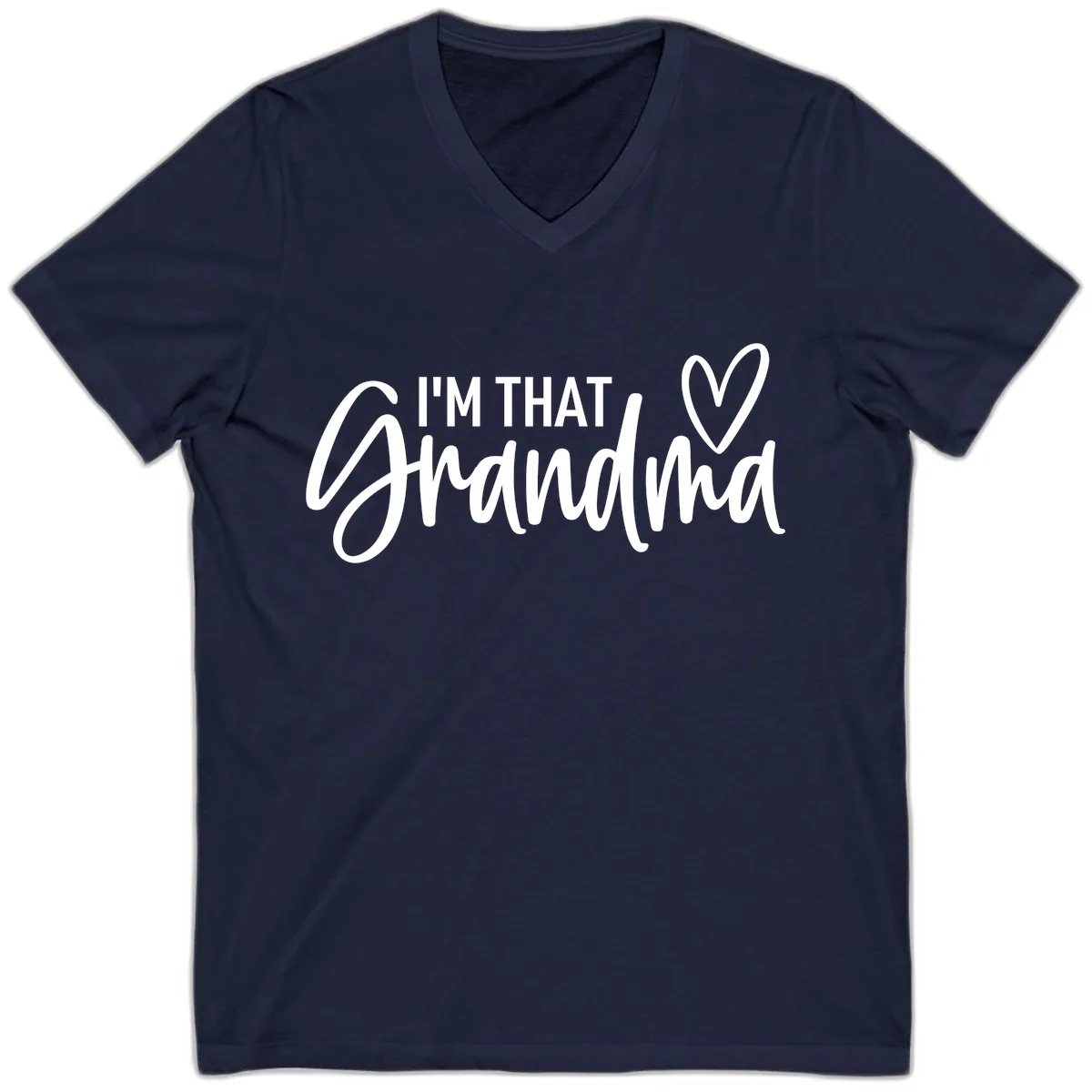 I'm That Grandma Heart V-Neck in Navy
