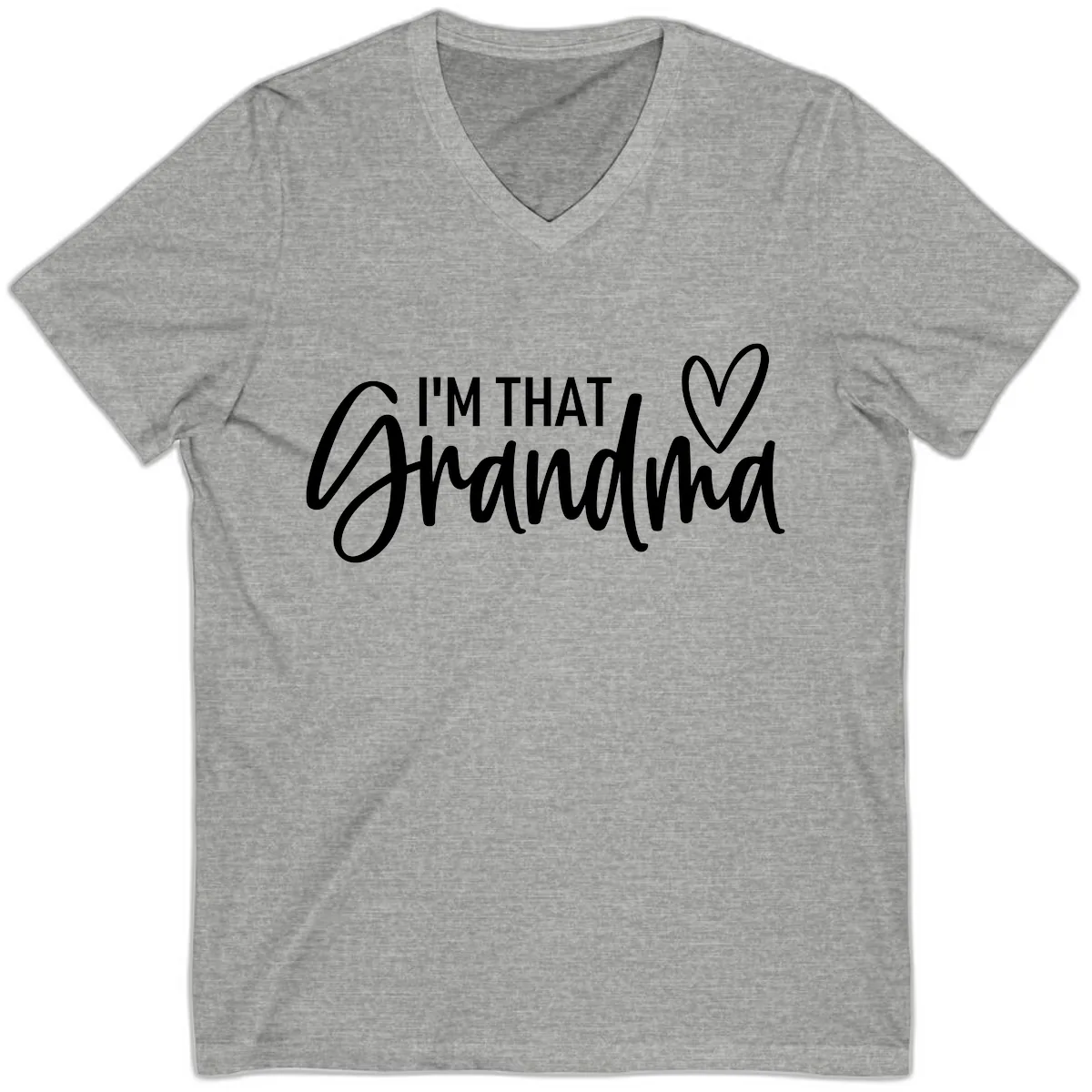 I'm That Grandma Heart V-Neck in Athletic Heather