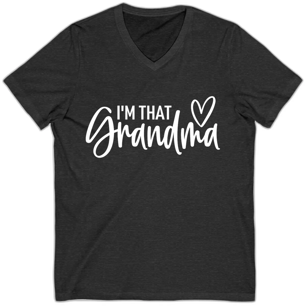 I'm That Grandma Heart V-Neck in Dark Grey Heather