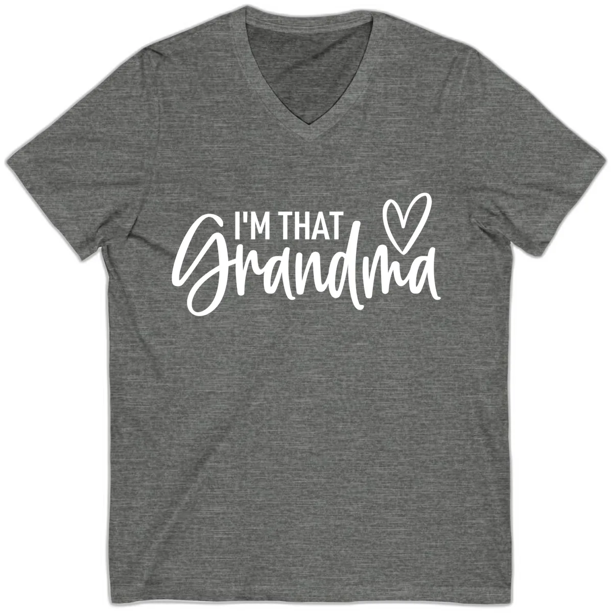 I'm That Grandma Heart V-Neck in Deep Heather