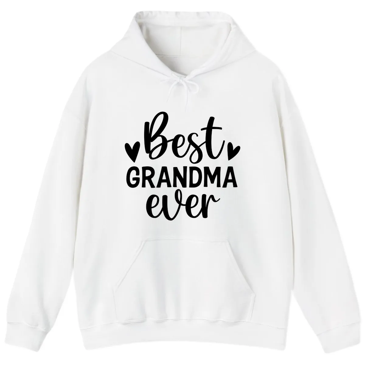 Best Grandma Ever Typography Design Hoodie in White