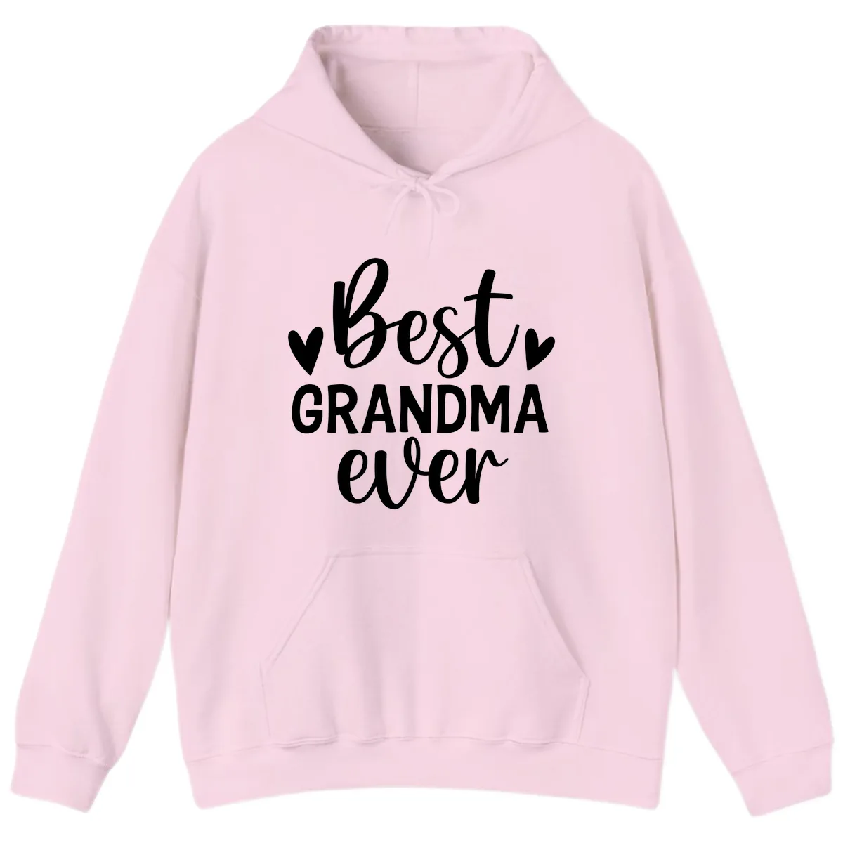 Best Grandma Ever Typography Design Hoodie in Light Pink