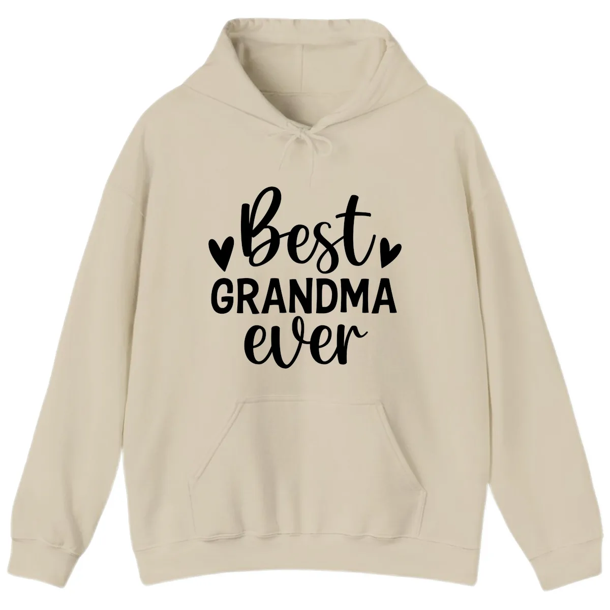 Best Grandma Ever Typography Design Hoodie in Sand