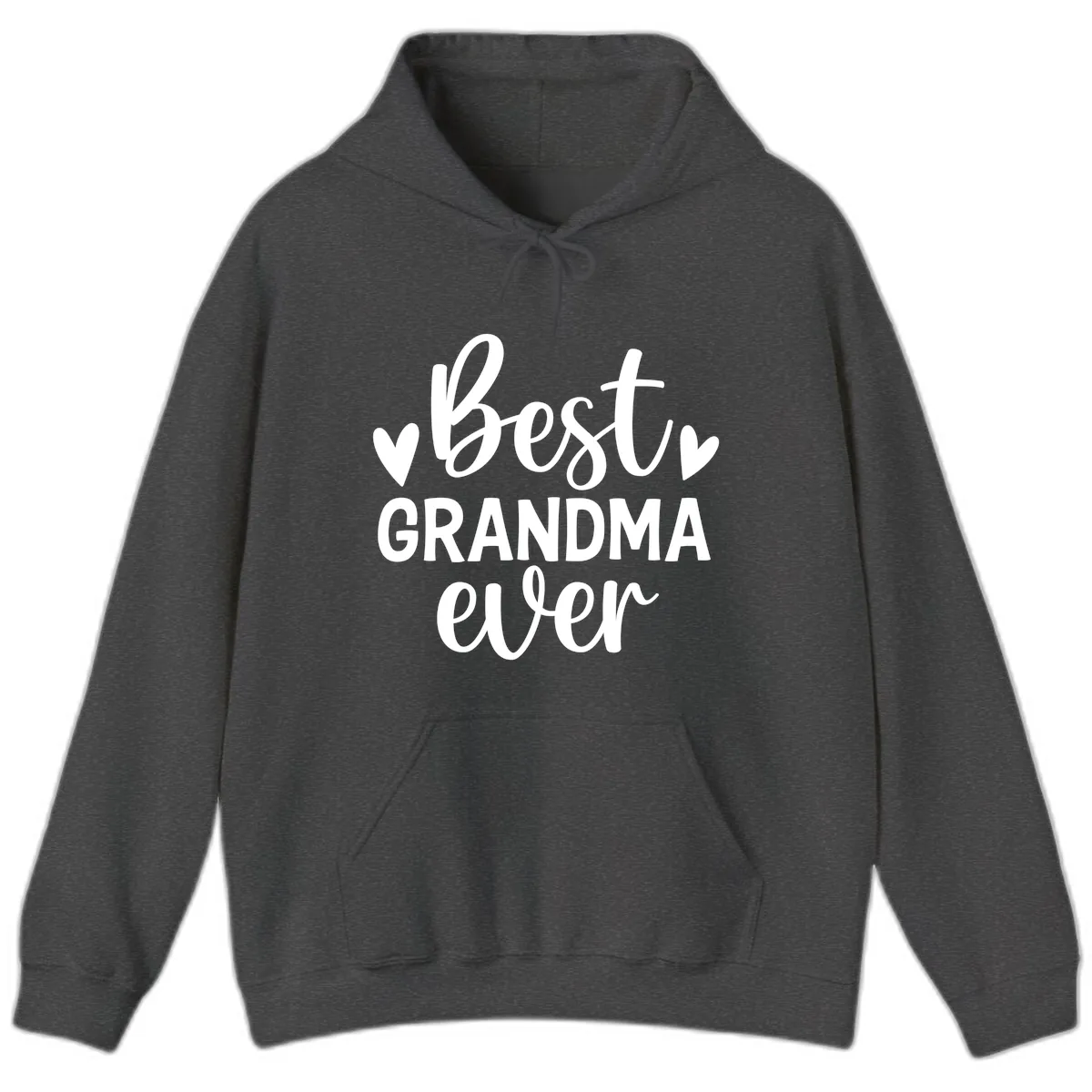 Best Grandma Ever Typography Design Hoodie in Dark Heather