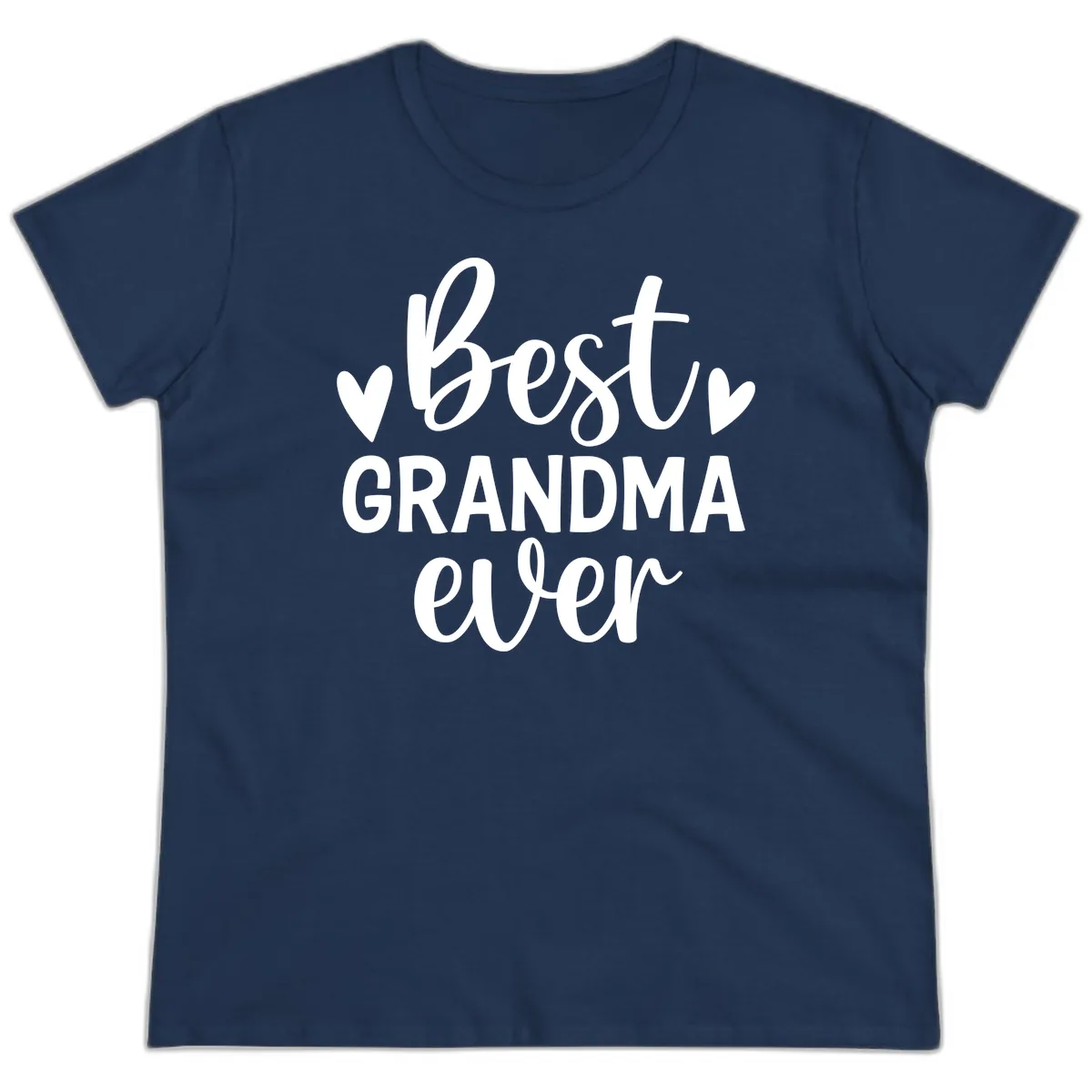 Best Grandma Ever Typography Design Ladies Tee in Navy