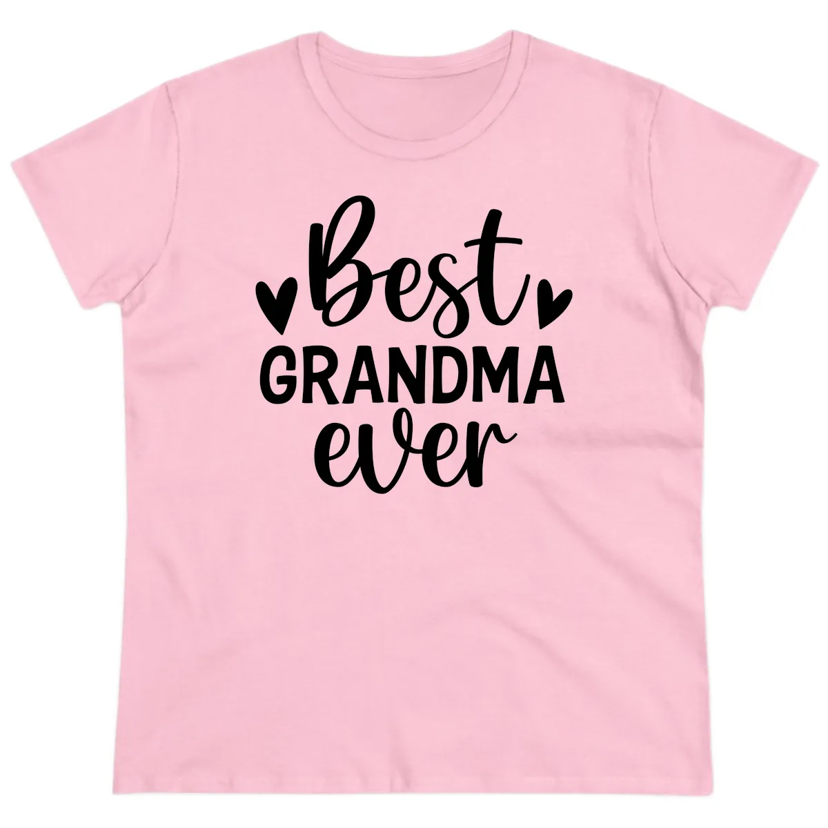 Best Grandma Ever Typography Design Ladies Tee in Light Pink