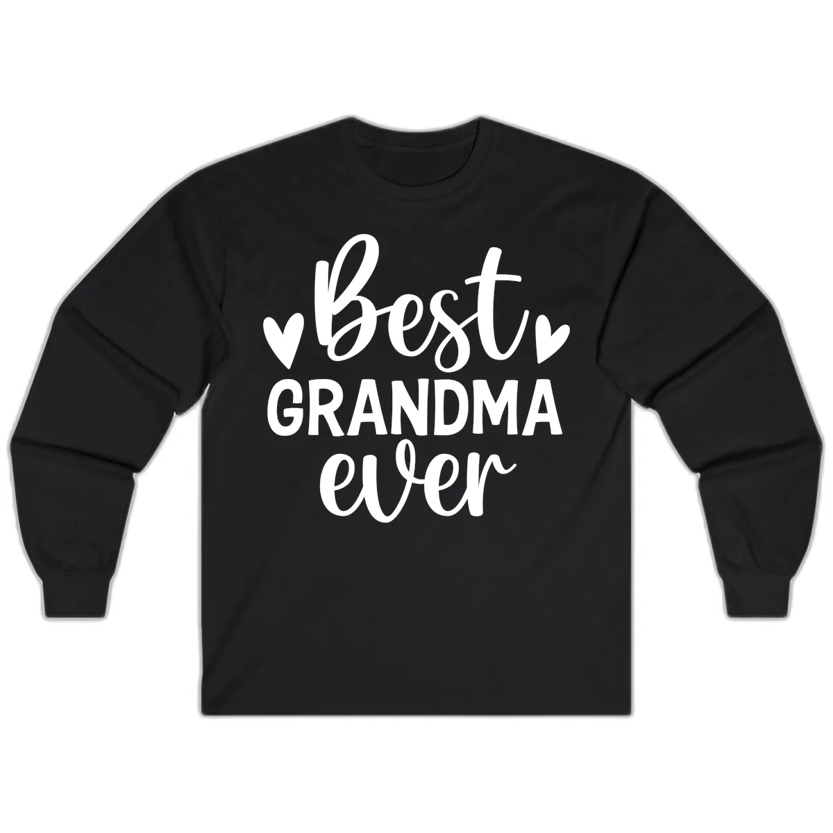Best Grandma Ever Typography Design Long Sleeve in Black