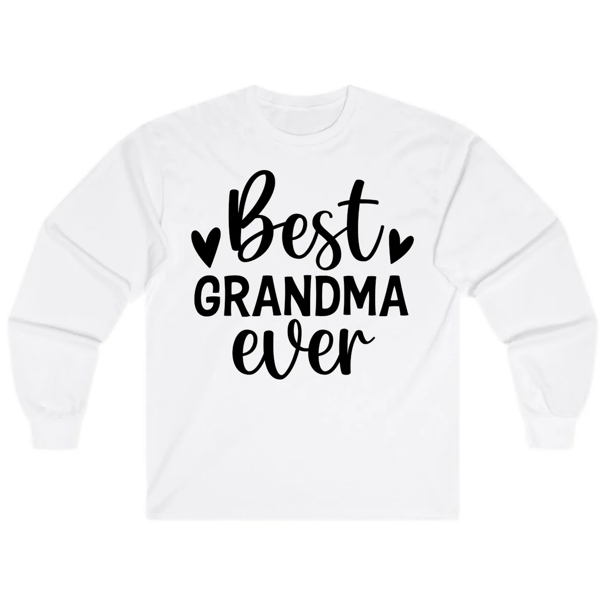 Best Grandma Ever Typography Design Long Sleeve in White